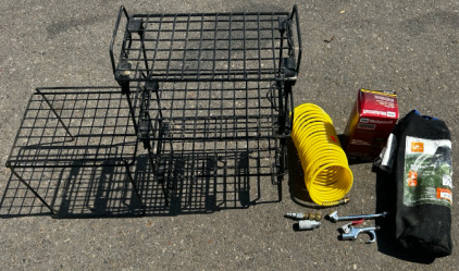 Air Hose, BackPakc Camping Chair, Oil Filer, And Little Racks