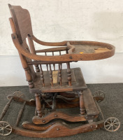 Antique Convertible High Chair Rocker. Please Inspect. - 4