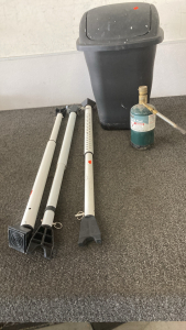 (3) Masterlock Door Security Bars, Propane Torch, Small Trash Can, And More Please Inspect.
