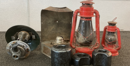 (4) Vintage Outdoor Lamps, Set of 3 Candle Holders, Please Inspect.