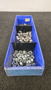 (1) Large Bin Full of Different Size Nuts and Square Head Bolts