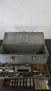 (1) Gray Tool Box Full of Tools