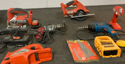 Milwaukee Heavy Sander, Firestorm Handsaw Set, & Ryobi Drill With Drill Bits