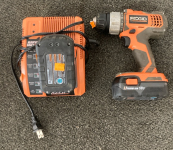 Ridgid Battery Charger With Battery, & Ridgid Drill (18Volts)