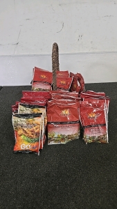 Large Bundle of eFoods Gold Brand Instant Foods. White Cheddar Sauce and Shells, Seasoned Instant Potatoes, Beefy Stroganoff, Vegetable Beef Stew, Cheesy Chicken Rice Casserole.