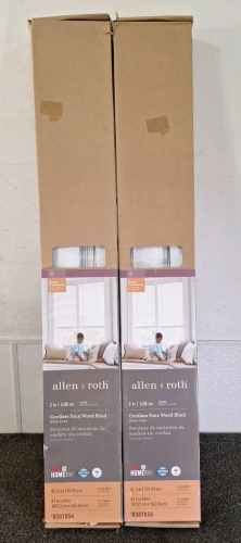 (2) ALLEN & ROTH 2" CORDLESS FAUX WOOD BLINDS, 43"W X 64"L