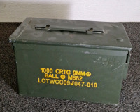 (1) 5-GALLON WATER CONTAINER W/SPIGOT & (1) METAL AMMO BOX - 3