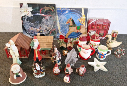 COLLECTION OF (10) SANTAS & ASSORTED CHRISTMAS DECOR