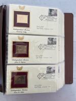 Brown Binder With Golden Replicas Of United States Stamps - 2