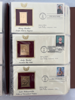 Brown Binder With Golden Replicas Of United States Stamps - 3