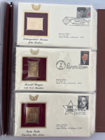 Brown Binder With Golden Replicas Of United States Stamps - 4