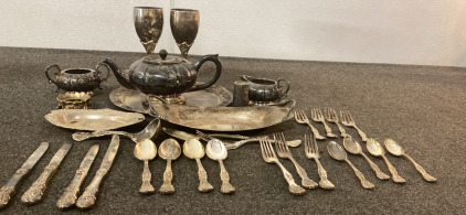 Vintage Royal Gallery Silver Plated Serving Set. Please Inspect.