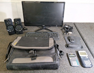 (1) TARGUS LAPTOP BAG, (1) ACER 23" LCD MONITOR W/ AC ADAPTER & VIDEO CABLE & MORE