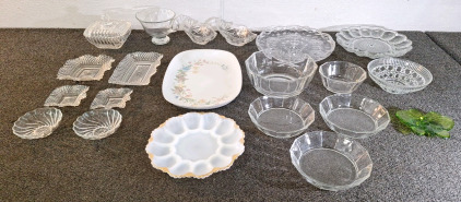 COLLECTION OF ASSORTED CUT GLASS SERVING WARE & MORE