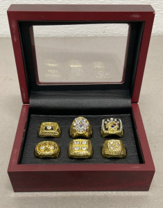 NFL Pittsburgh Steelers Championship Ring Collection Of (6) W/ Display Case