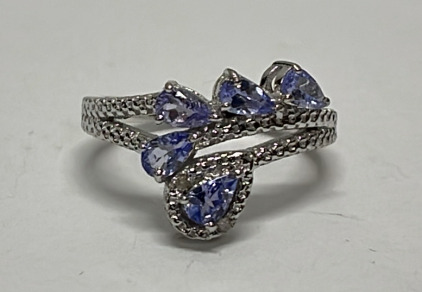 1CTW Tanzanite Bypass Spray Ring Size 7, Retail $290