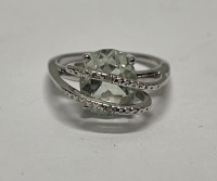 $135 Value, 3D Green Amethyst Diamond Statement Ring, Size 7 - 3