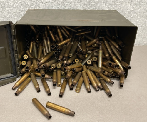 Large Metal Ammunition Box Full Of 30-06 Empty Shells For Reloading