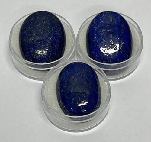 (3) Lapis Lazuli Cabochons Cut & Polished - 62.85ct., 61.25ct., 62.55ct.