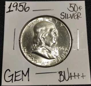 1956 Gem BU++++ Silver Franklin Half Dollar