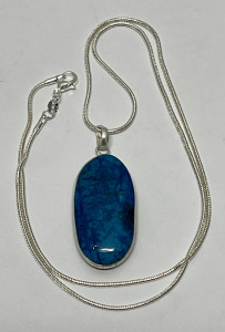 Natural Turquoise Pendant W/ .925 Silver Necklace