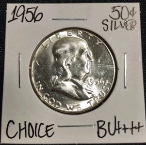 1956 Choice BU++++ Silver Franklin Half Dollar