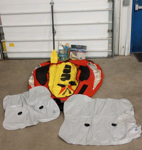 (2) Rectangle Boat Tubes, (1) Big Float/Boat Tube w/ Paddle, (1) Bellows Air Pump, & (1) Junior Size Make w/ Snorkel