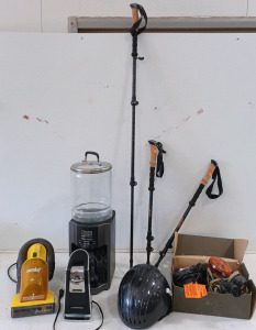 (2) Flotec Utility Pump (1) Trailer Hookup Orange Lights (1) Eureka Vacuum (3) Cascade Treking Pole (1) Carrera Helmet (1) Mr. Coffee Maker (1) Hamilton Beach Electric Can Opener (1) Glass Jar w/ Lid