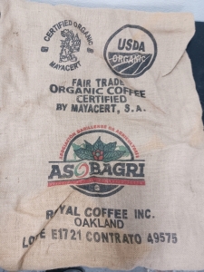 7 burlap coffee bags