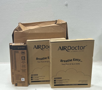 (3) Germ guardian air filters (2) Air doctor air filters (1) Box of Aerostar filters
