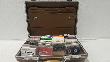 Briefcase filled with Cassette Tapes