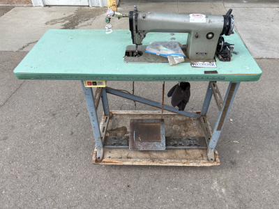 Industrial Sewing Machine On Rolling Dolly