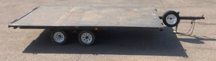 19’ Steel Floor Double Axle Utility Trailer With Spare Tire And Ramps