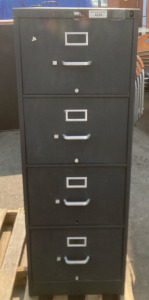 4 Tier Black Metal Filing Cabinet 29”x18”x53”