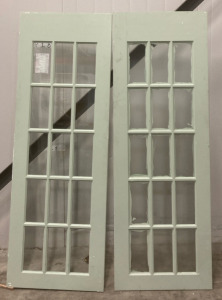 (2) Light Green Interior French Doors 28&rdquo;x80&rdquo; (sp18)
