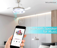 WildWinds Ceiling Fan With Bluetooth Speakers, And Dimmablr Colored Lighting - 2