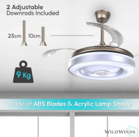 WildWinds Ceiling Fan With Bluetooth Speakers, And Dimmablr Colored Lighting - 3