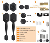 Front Door Handle Set Heavy Duty Double Door Lock Set - 3