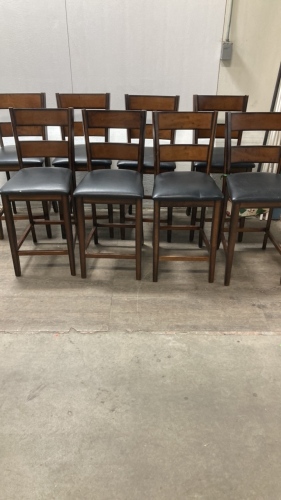 (8) Dark Wood Chairs with Cushions