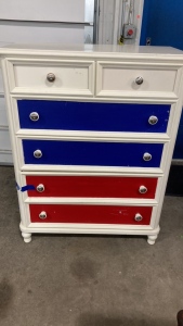 Tall White Dresser with Colored Drawers