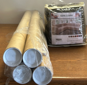 Large Coffee Color Sofa Cover, And Mailing Tubes