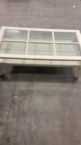 Window Pane Glass Top Coffee Table