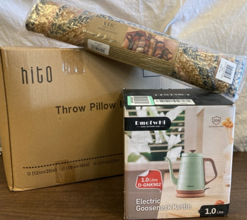 Dmofwhi Electric Gooseneck Kettle, Hito Throw Pillow Inserts, VHC Rug
