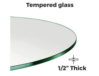 Dullies Glass 24” Round Glass Table Top Tempered 1/2” Think - 2