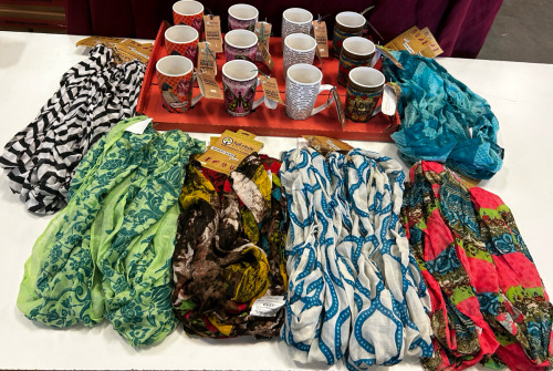 (12) Beautiful Mother’s Day Coffee Cups & (18) Infinity Scarves, Full Circle Exchange Brand