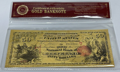 $50 Certified Gold Banknote 99.9% Pure 24k Carat Gold W/ COA