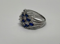 Mixed Blue & White Sapphire Ring Size 7-1/2 - 2