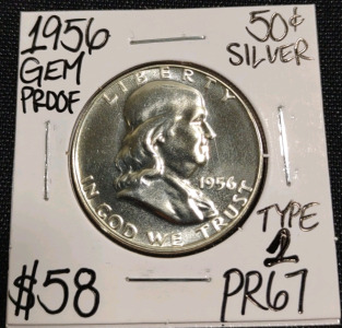 1956 PR67 Gem Proof Silver Franklin Half Dollar