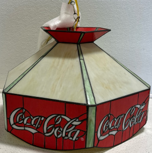 (1) Retro Coca-Cola Hanging Stained Glass Light Fixture