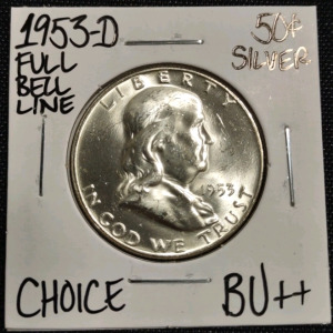 1953-D Choice BU++ Full Bell Line Franklin Half Dollar